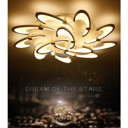 Fashion flower shape led lights for home living room plafonnier led telecommande abajur para sala luminaria led teto