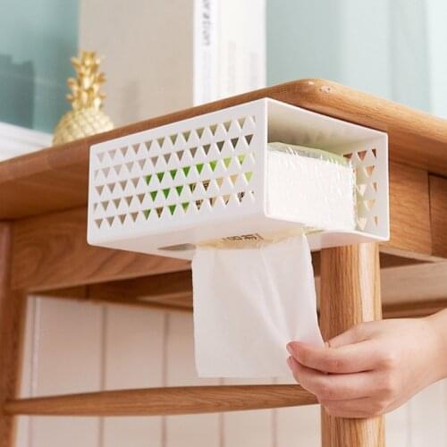 Tissue Box Cover Storage Organizer Self Adhesive Wall Mounted Napkin Paper Case Holder Dispenser for Toilet Bathroom Home GXMA