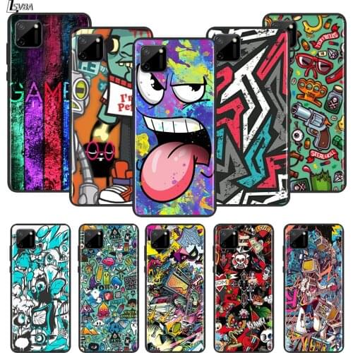 Street Art Anime Graffiti For OPPO Realme Narzo 20 C2/3/11/12/15/17 X2 X3 X7 XT X50 Q2i V3 V5 V15 Pro Black Phone Case