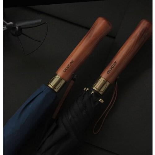 Wooden Long Handle Umbrella Windproof Golf Automatic Business Men Umbrellas Rain Women 8K Big Clear Umbrella Parasol