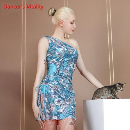 Latin dance dress female adult fashion print dance skirt professional competition dance wear practice clothing