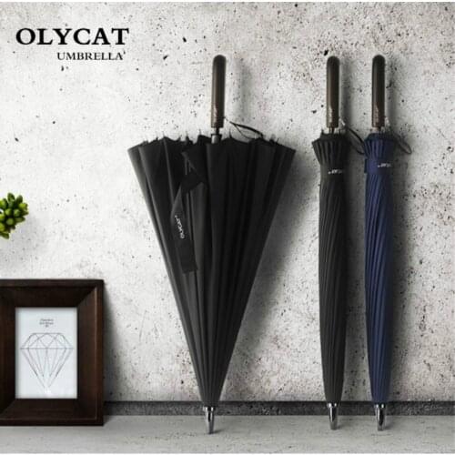 Direct 24 Bone Antique Wooden Handle Long Handle Umbrella Reinforced Strong Windproof Straight Rod Umbrella