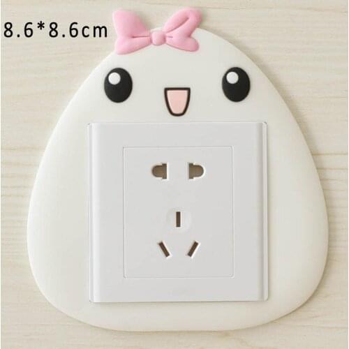 1Pcs For Switch Outlet for Household White 3D Wall Sticker Soft Glue Kid Room Decor Cartoon Pattern Luminous