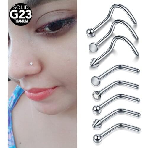 1Pcs Nose Studs Hooks Titanium Piercing L-Style/Bent Rod Nose Ring Cartilage Earrings Nostril Piercing Body Jewelry for Women
