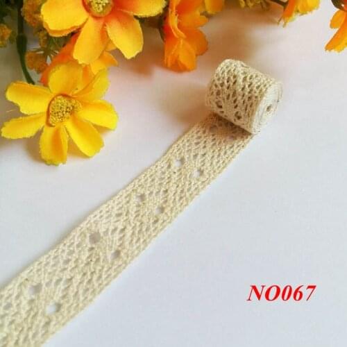 10yards 18mm Handmade Patchwork Cotton Lace Ribbon Beige Color Lace trim for garment Lace trim Sewing accessories Embellishment