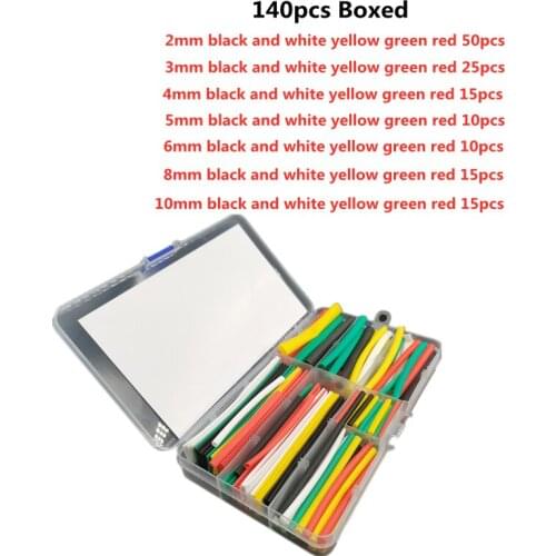 140pcs Box Heat Shrink Sleeving Tube Assortment Kit Electrical Connection Electrical Wire Wrap Cable Waterproof Shrinkage 2:1