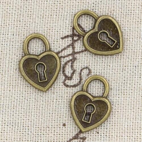 15pcs Charms Heart Lock 19x14mm Antique Making Pendant fit,Vintage Tibetan Bronze Silver Color,DIY Handmade Jewelry