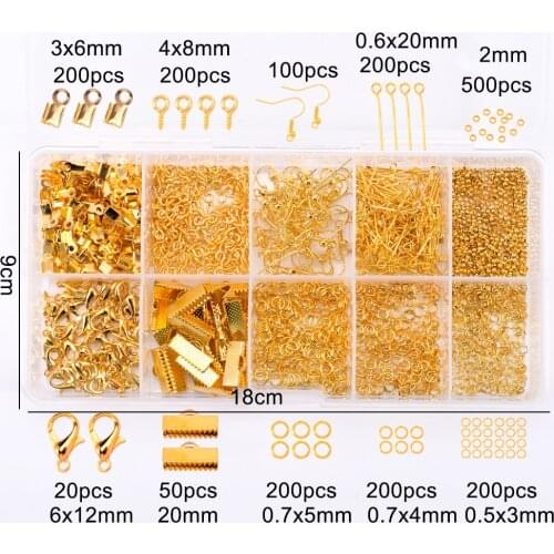 1870Pcs Jewelry DIY Accessories Set Eye Pins Clip Crimp Lobster Clasps Jump Rings Earring Hooks For Jewelry Making Supplies Kit