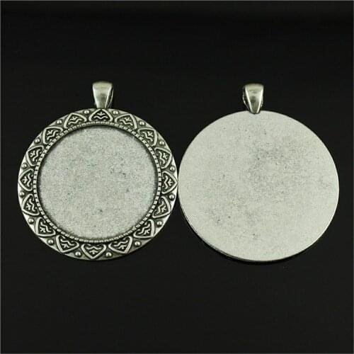 2pcs Cabochon Base Setting Round 2 Colors 35mm Round Inner Size Vintage Round Cabochon Base Setting Pendant