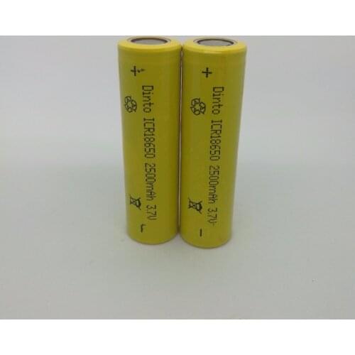 2pcs/lot Dinto ICR18650 3.7V Battery Real Capacity 2500mAh Rechargeable Li-ion Lithium Batteries for Flashlight Laserpen