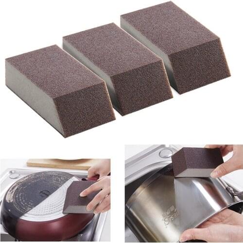3Pcs/Pack Magic Sponge Eraser Alumina Emery Sponge Removing Rust Stains Bowl Pot Washing Kitchen Cleaning Brush