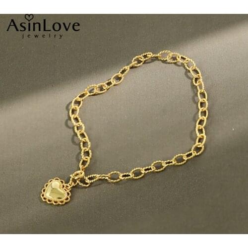 AsinLove 925 Sterling Silver Anklet Luxury Lace Heart-Shaped Pendant 18K Gold Chain Anklet for Women Foot Jewelry 2021 Trend New