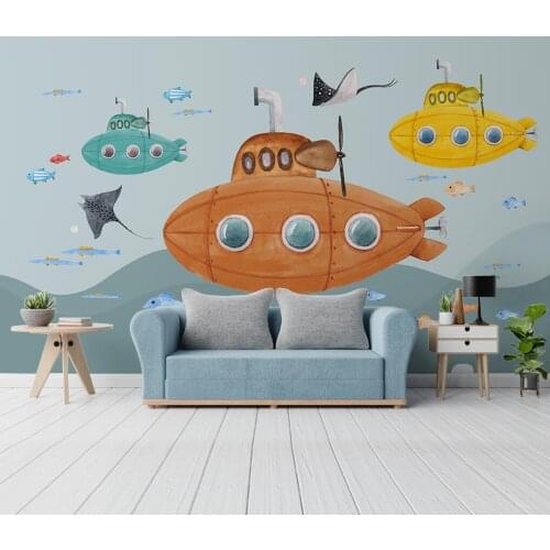 Beibehang custom Cartoon submarine underwater world wallpapers for childrens room boy room decoration background 3D wall paper