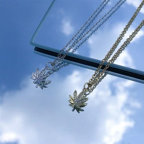 Luxury Zircon Necklace For Women Man Maple Leaf Choker Pendant Chain Necklaces Engagement Jewelry korean Fashion NEW