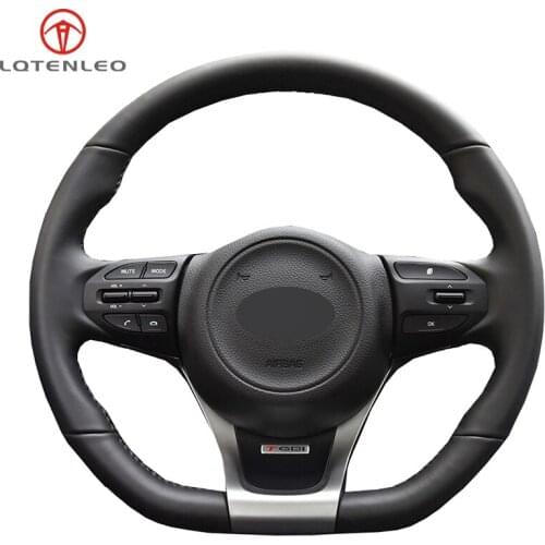 LQTENLEO Black Genuine Leather Steering Wheel Cover For Kia K5 2013 2014 K4 Cachet 2017-2018 K4 2013-2017 Ceed Cee'd 2016 2017