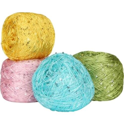 100g/ball Colorful Crochet Thin Thread Shiny Sequin Yarn for Hand Knitting Sweater Shawl Yarn Crochet Hook Thread FZ361