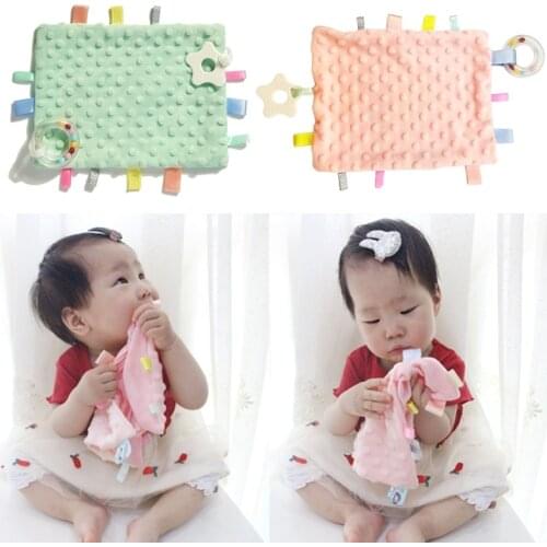 Baby Appease Towel with Colorful Tags Soft Cotton Soother Teether Infants Comfort Sleeping Nursing Cuddling Blanket Toys
