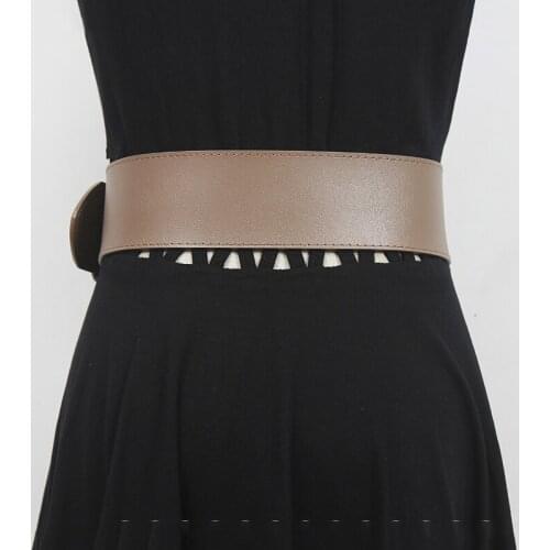 Pu Leather Buckle Gray Chain Long Wide Belt Personality New Fashion Tide All-match Belts for Women Spring Autumn 2021 Apparel