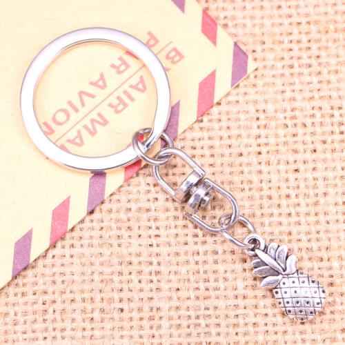 New Fashion Keychain 19x9mm double sided pineapple Pendants DIY Men Jewelry Car Key Chain Ring Holder Souvenir For Gift