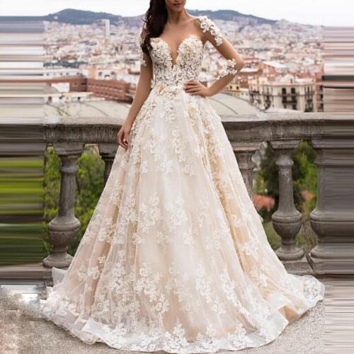 Elegant princess Bride WEDDING gown LONG SLEEVE PLUS SIZE backless Celebrity Ball Gown Muslim wedding DRESS vestido De Noiva