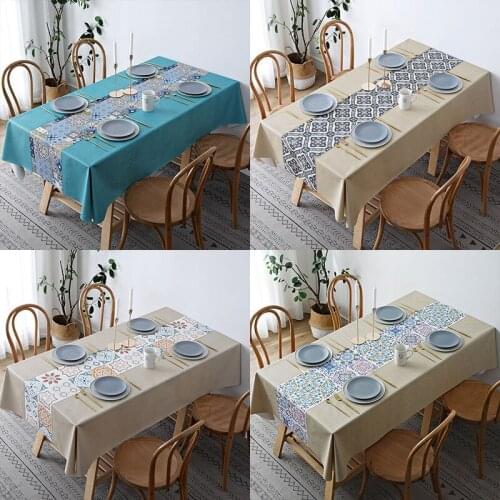 Ethnic Pattern Solid Color Table Cloth Rectangle PVC Waterproof Dining Table Cover Home Decor deco mariage table et salle T435