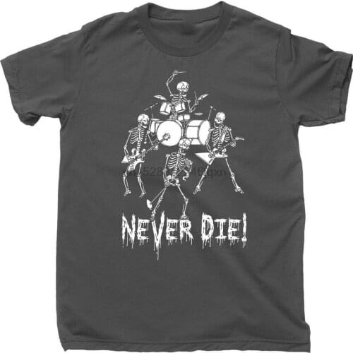 Heavy Metal Band T-Shirt Thrash Rock Skeletons Skull Guitar Patch Sticker Poster Cotton Tee Shirt Big Tall