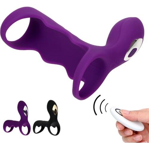 IKOKY Male Masturbation Delay Ejaculation 10 Speed Sex Toys for Men Vibrator Penis Rings Silicone G Spot Stimulation