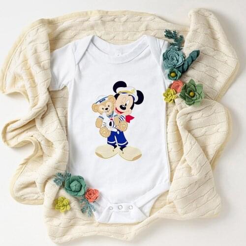 0-24M Summer Newborn Romper Fashion Disney Bear Duffy Mickey Print Cartoon Harajuku Toddler Jumpsuit New Casual Infant Jumpsuit