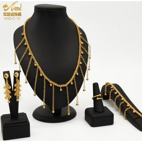 ANIID Necklace Sets Ethiopian Dress Traditional Habesha Dubai Jewelry For Women African Indian Nigerian Wedding 24K Gold Bridal