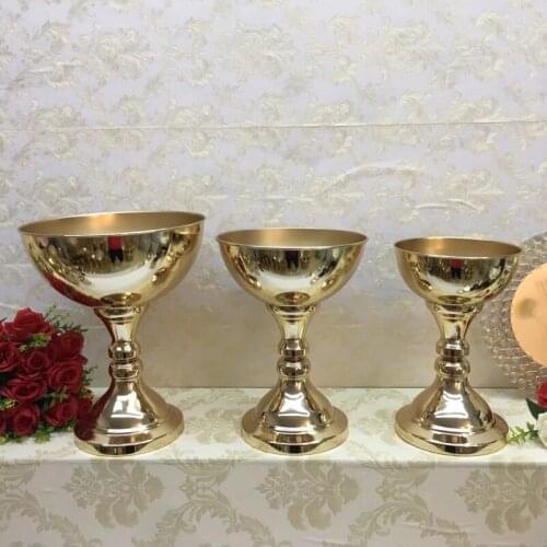 Round Large metal Flower gold iron Vase / big Flower Vase stand For Wedding 15 pcs/lot