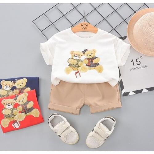 Summer Clothes For Boys And Girls Baby Clothes Childrens Short-Sleeved + Shorts Home Childrens Clothing Two-Piece Suit
