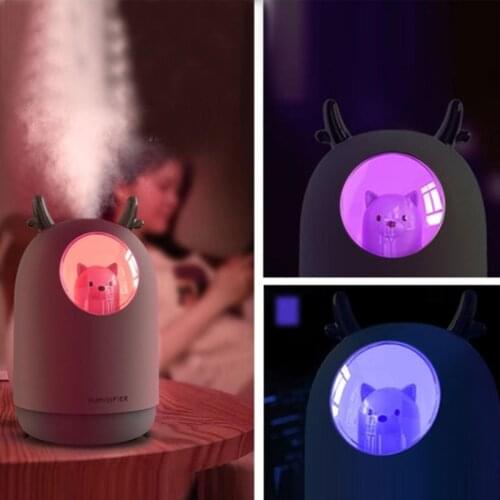USB Mini Humidifier Ultrasonic Mute Cool Mist Scented Air Oil Diffuser with Color LED Lights Cute Pet Girl Kids Gift