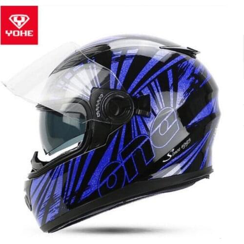 2018 Fashion YOHEe Double lens Motorcycle Helmet YH-970 Full Face Motorbike helmets made of ABS PC Visor Lens size M L XL XXL