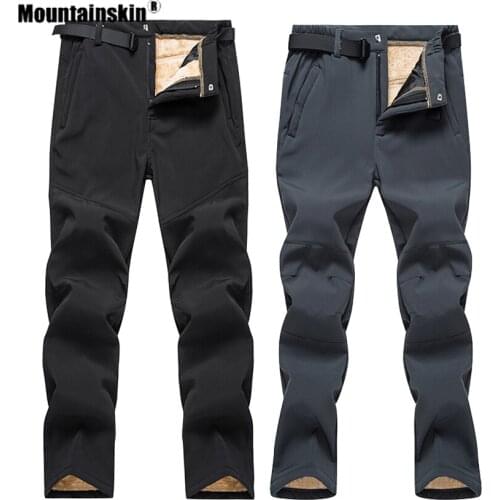 Mountainskin Men Women Winter Lamb Wool Fleece Hiking Pant Skiing Windproof Outdoor Sports Camping Trekking Thick Trousers VA887
