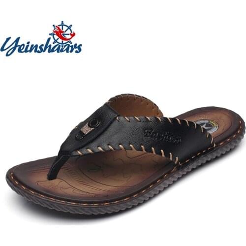 YEINSHAARS New Arrival Summer Men Flip Flops High Quality Beach Sandals Non-slip Male Slippers Zapatos Hombre Casual Shoes Men