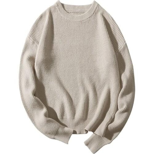 2020 Winter Fall Men Knitted Long Sleeves Sweater Solid Clause Pullover Sweaters Hip Hop Korean Fashion Loose Tops Sweater Men