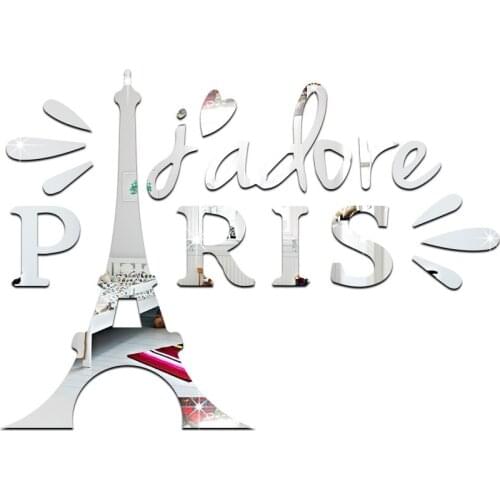 Funlife living room bedroom decoration environmental background wall stickers Paris Eiffel Tower mirror wall stickers MS361405