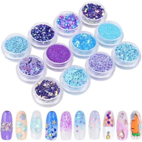 2021Latest Laser Holography Nail Art Acrylic Set Sweet Fairy Series Mixed Lrregular Diverse Geometry Decoration Sequins Decal