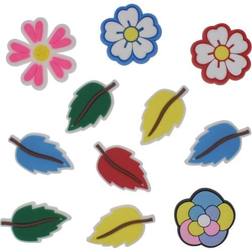 Novel leaves flower single Shoe Decoration Buckle croc Charms JIBZ DIY serious combiation party Gifts