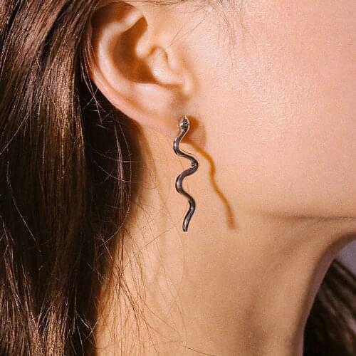 New Creative Snake Shaped Earrings for Women Vintage Punk Curved Geometric Stud Earrings Lady Fashion Jewelry Brincos XR2351