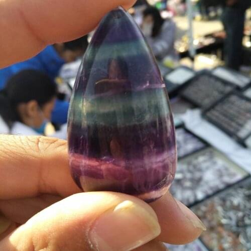 Fluorite teardrop-shaped Pendant Hand Carved Gemstone Stone Necklace Jewelry