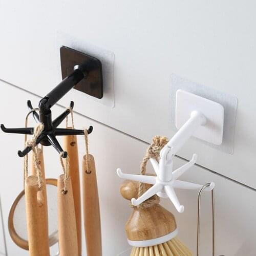 360 Degree Storage Shelf Dual Use Swivel Large Storage Hook, Kitchen Multi-functional Wall Adhesive Hook Tools