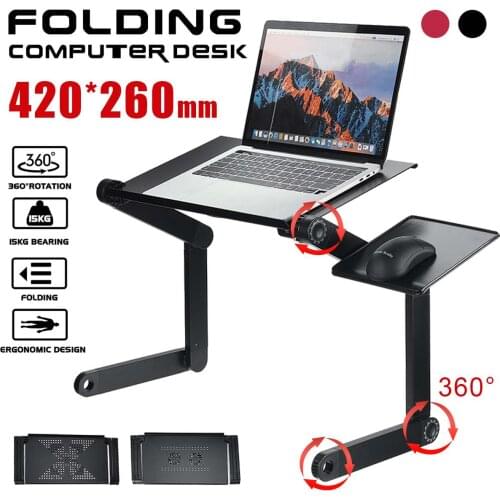 Portable Aluminum Folding Computer Desk Notebook Desk Laptop Stand Lapdesk For TV Bed Sofa Notebook Table With Mouse Pad