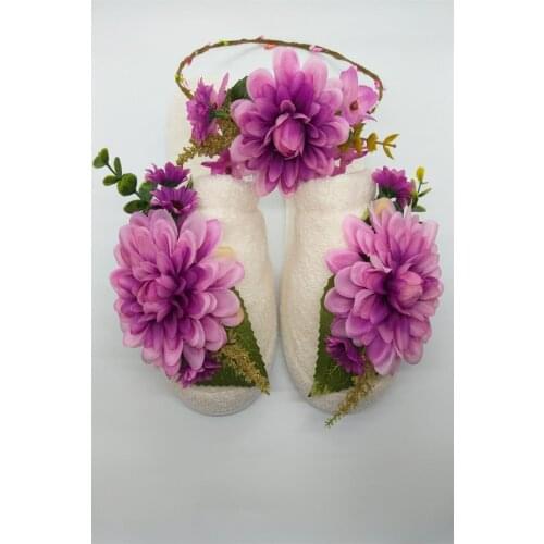Postpartum Set, Herbed and Floral Postpartum Slippers and Hair Hoop Set