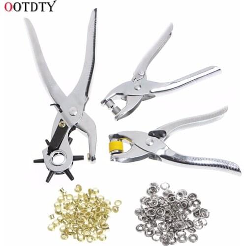 OOTDTY OOTDTY 3Pcs/Set Leather Hole Punch Repair Tool Eyelets Grommets + Pliers Kit Hand Tools