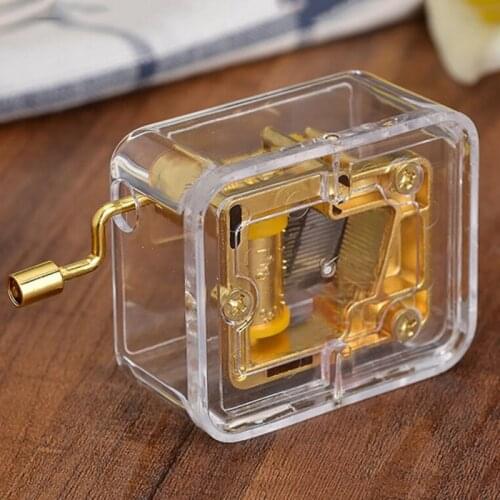 Transparent Square Music Box Exquisite Acrylic Music Box Baby Childrens Birthday Gifts Holiday New Year Decoration Ornaments
