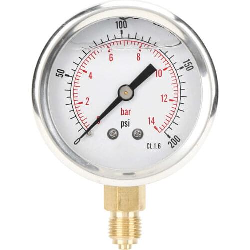 1/4BSP Y60 Radial Pressure Gauge for Industry Household Pressure Measurement 0-14bar Vacuum Gauge