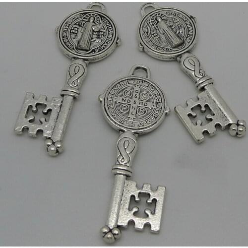 RONGQING 20pcs/lot key 54x22mm charms for DIY bracelets necklace Pendants Zinc Alloy wholesale jewelry lots Silver