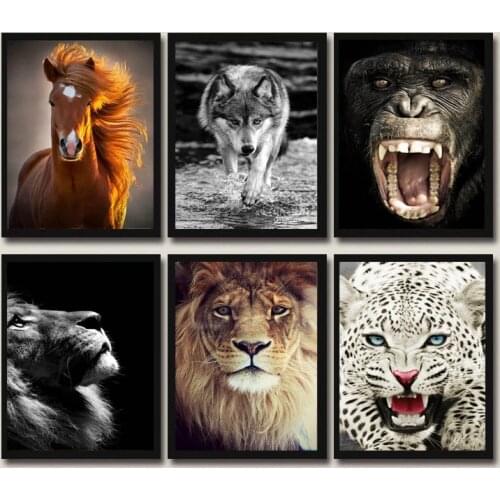 Needlework Diy Diamond Embroidery Lions wolves leopards orangutan Diamond Painting Cross Stitch Diamond Mosaic Cross