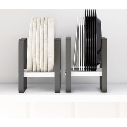 Dish Storage Rack Household Carbon Steel Commodity Shelf Storage Holders with Non-Slip Pads for Kitchen